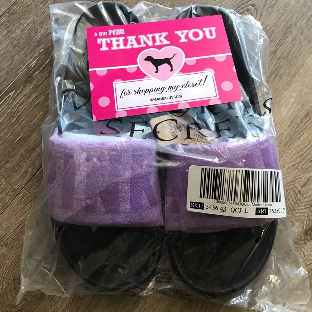💗VS PINK PURPLE KNIT SEAMLESS LOGO ACTIVE SLIDES - Picture 6 of 6